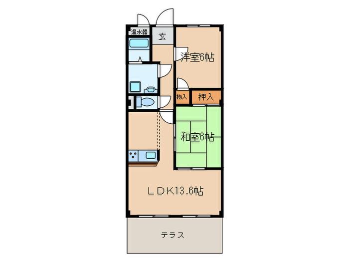 ノイエスト黒田(2LDK/1階)の間取り写真