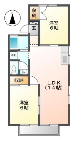 ハイツさくら(2LDK/2階)の間取り写真