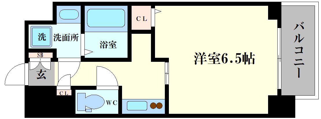 LC上本町(1K/13階)の間取り写真