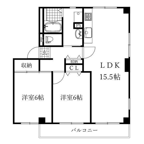 フィレンツェ一宮北(2LDK/2階)の間取り写真