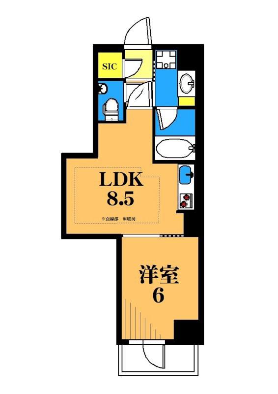 オープンレジデンシア大井町ゼームス坂(1LDK/3階)の間取り写真