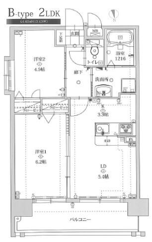 LA FASE ESTILO箱崎駅前(2LDK/7階)の間取り写真