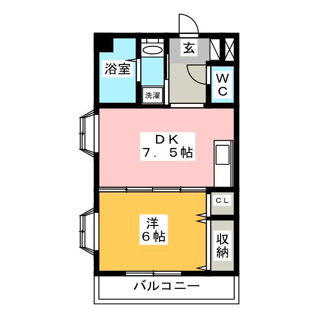 ソレイユ光が丘(1DK/2階)の間取り写真