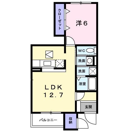 サンフローラM-A(1LDK/1階)の間取り写真