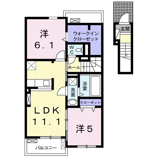 カレントM(2LDK/2階)の間取り写真