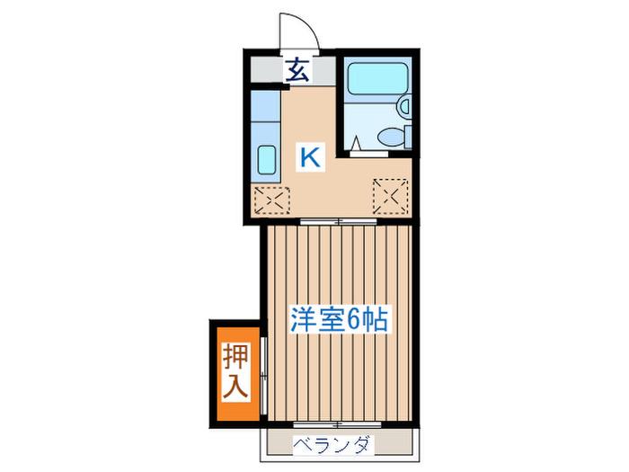 ハイツ欅(1K/2階)の間取り写真