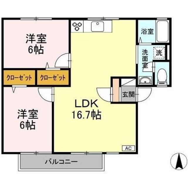 メゾンセジュール(2LDK/2階)の間取り写真
