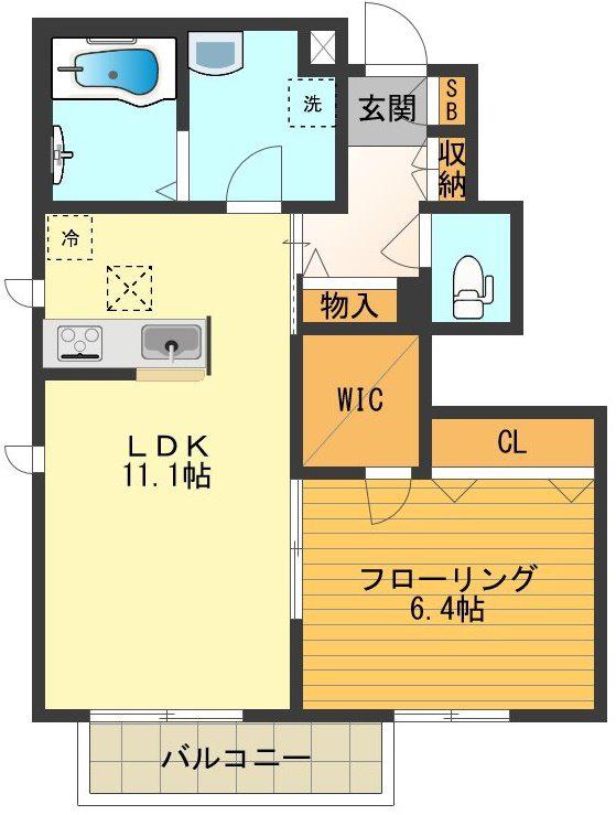 メルシー(1LDK/1階)の間取り写真