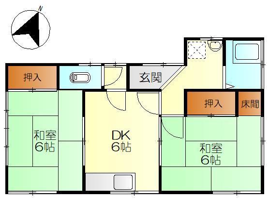阿賀北6丁目6番アパート(2DK/2階)の間取り写真