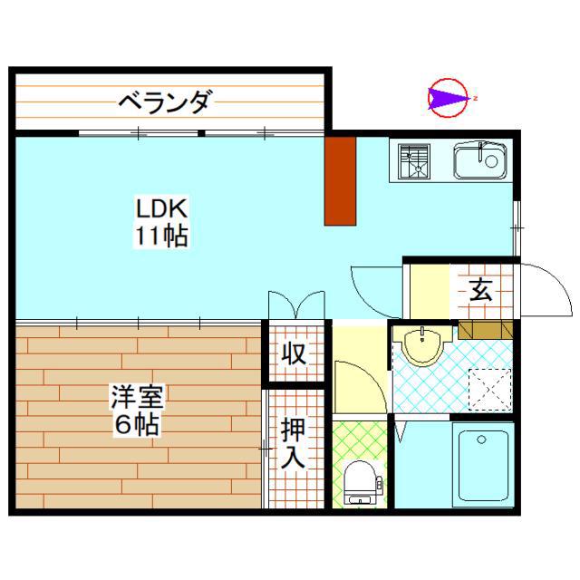 丸久第13コーポ(1LDK/1階)の間取り写真