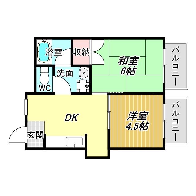ロイヤルハイツ南(2DK/3階)の間取り写真