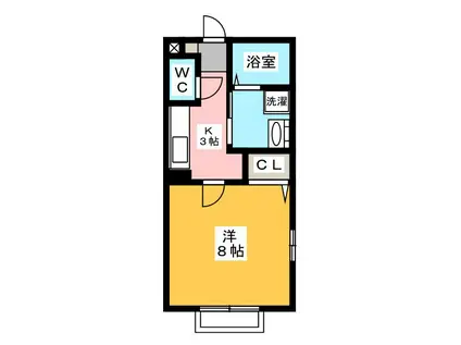ウィングヒル(1K/2階)の間取り写真