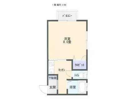 キャメルハウス長潟(1K/2階)の間取り写真