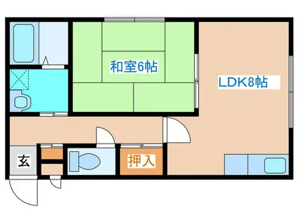 シャルマン若林(1LDK/1階)の間取り写真