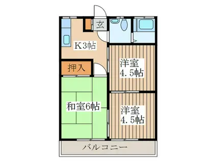 渡辺ハイツ(3K/2階)の間取り写真