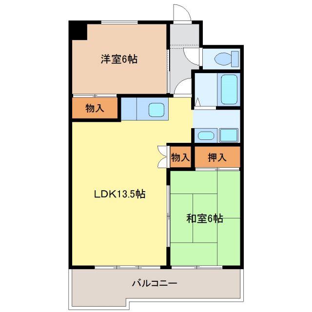 ヴィラ街苑(2LDK/3階)の間取り写真