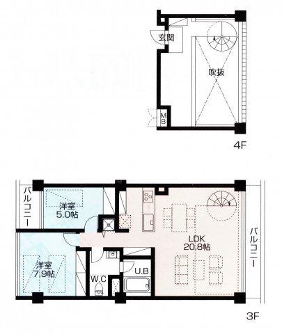 F COURT(2LDK/4階)の間取り写真