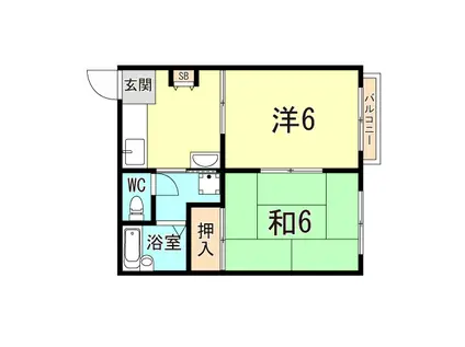 ルシエール平野 B棟(2DK/2階)の間取り写真