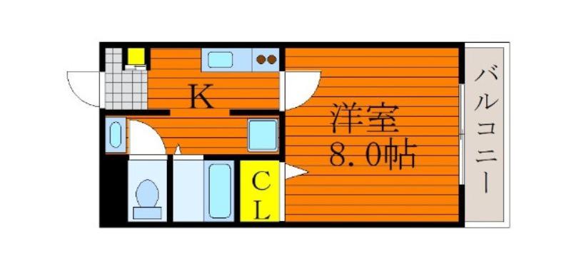 メゾン・ドゥ・ボヌール(1K/2階)の間取り写真