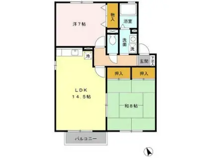 メゾンソレーユB棟(2LDK/2階)の間取り写真