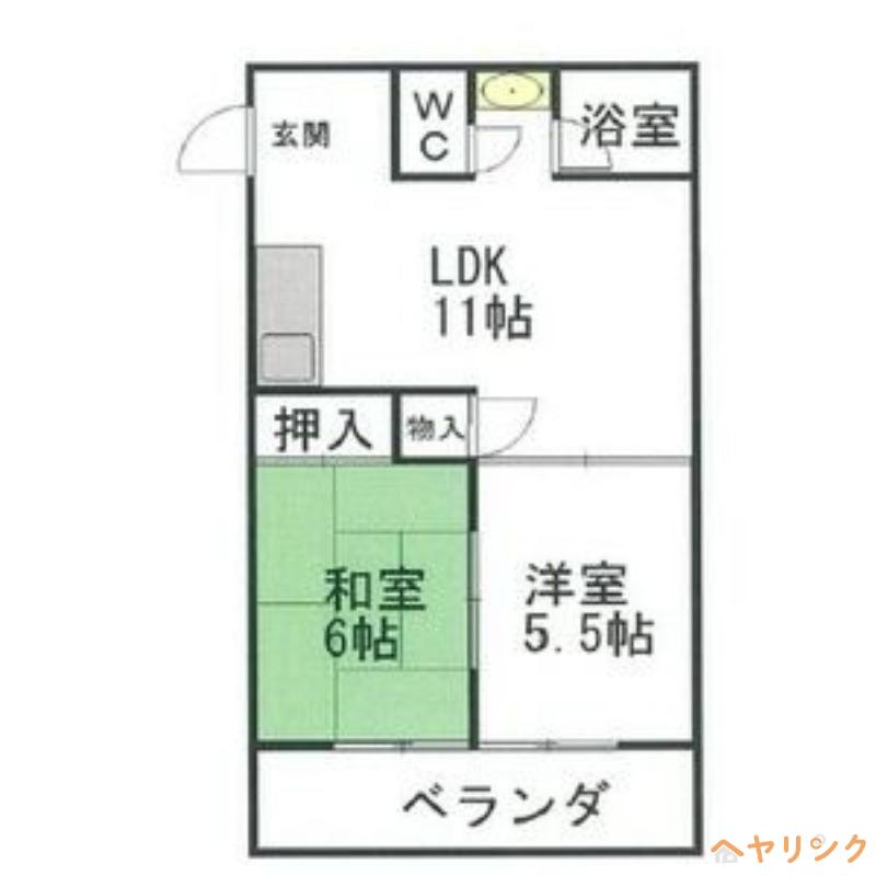コーポ小池(2LDK/5階)の間取り写真