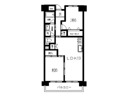 塩田町マンション(2LDK/7階)の間取り写真