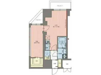 VINOプレジオ本町(1LDK/4階)の間取り写真