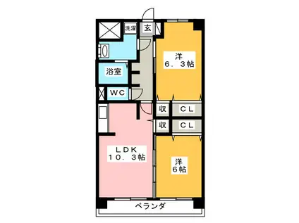 レフィナード(2LDK/3階)の間取り写真