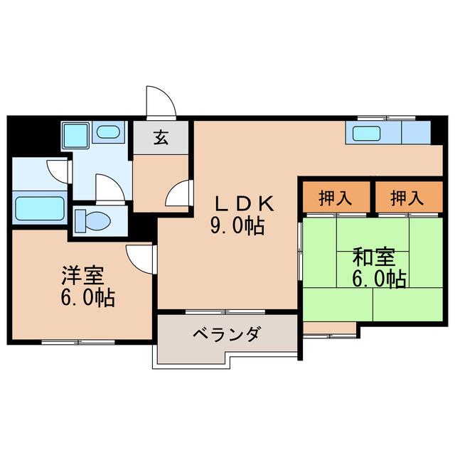 セカンドタウン(2LDK/2階)の間取り写真