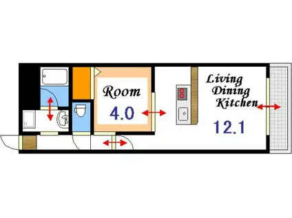 ウイング21中山下I(1LDK/8階)の間取り写真
