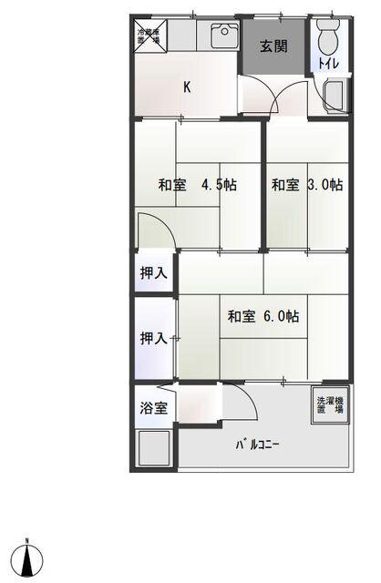 高田荘(3K/2階)の間取り写真