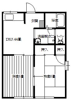西堀ビレッジII(2DK/1階)の間取り写真