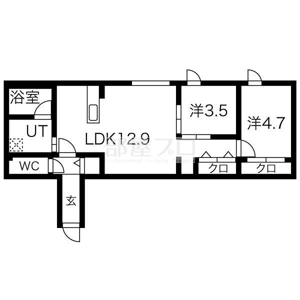 シティノーブル南郷13丁目(2LDK/3階)の間取り写真