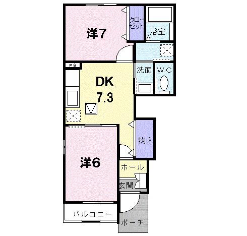 ファシネイション春日II(2DK/1階)の間取り写真