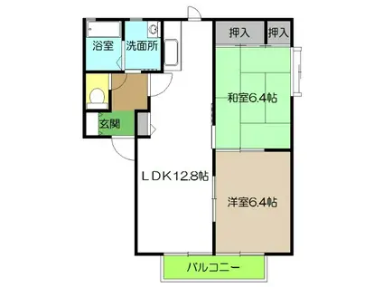 サンハイムIII(2LDK/2階)の間取り写真