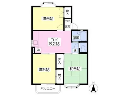 アルファコート花巻A(3DK/2階)の間取り写真