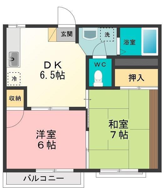 フェルム大山(2DK/2階)の間取り写真