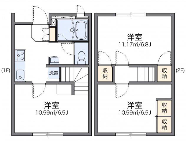 レオパレスジュネス楓(2DK/1階)の間取り写真