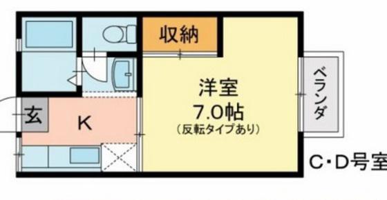 メゾン岡北II(1K/2階)の間取り写真