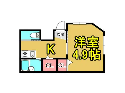 シェスム野江(1K/1階)の間取り写真