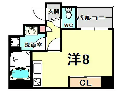 アスヴェル神戸元町II(1K/11階)の間取り写真