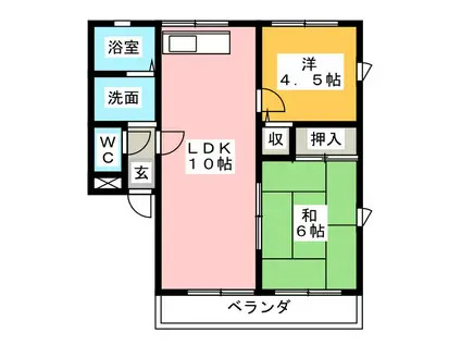 セントラルハイムB(2LDK/1階)の間取り写真