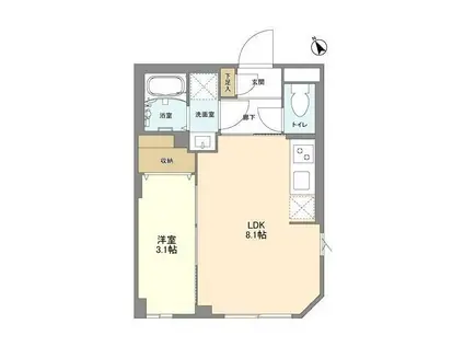 ウェルスクエア馬込II(1LDK/4階)の間取り写真