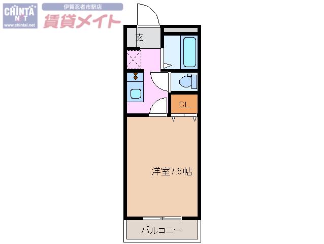 ボンヌピエス(1K/1階)の間取り写真
