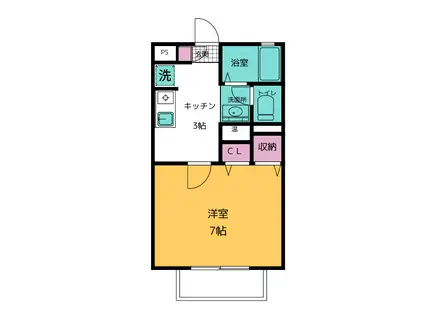 ファイブスポットA(1K/1階)の間取り写真