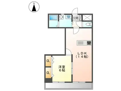 大蔵浅田ビル(1LDK/1階)の間取り写真
