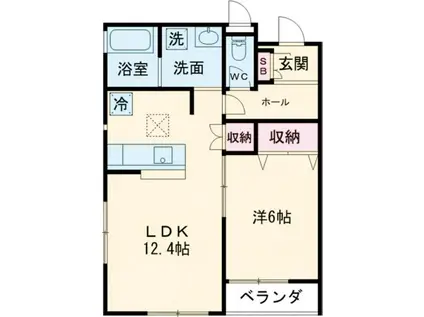 メゾンくわなプラスわん(1LDK/1階)の間取り写真