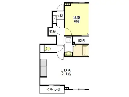 エスペランス A・B棟(1LDK/1階)の間取り写真