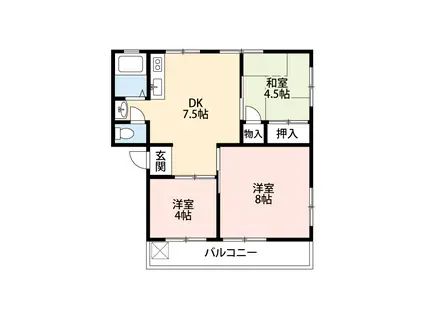 グリンティア日名(3DK/2階)の間取り写真