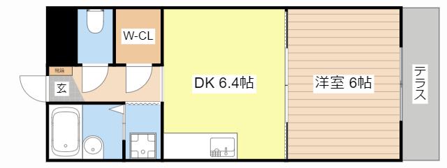 RFマンション祇園(1DK/1階)の間取り写真